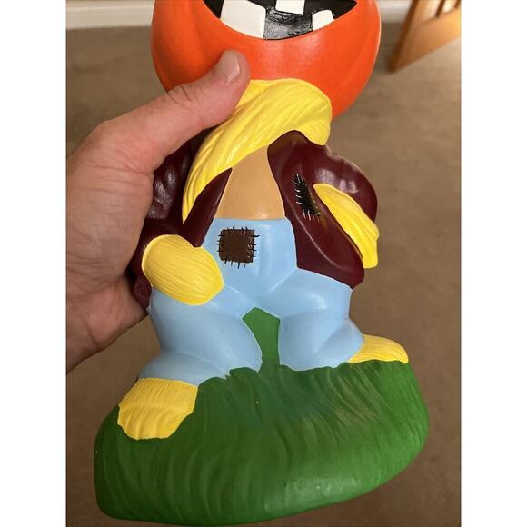 Vintage 13" Yozie Mold Ceramic Painted Pumpkin Head Scarecrow Halloween Decor - Picture 11 of 16